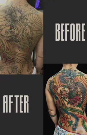 Cover-Up – Before & After tattoo by Bruno Freitas