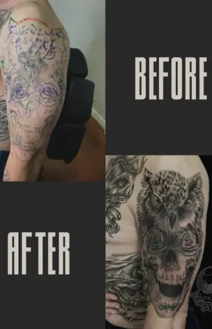 Cover-Up – Before & After tattoo by Bruno Freitas