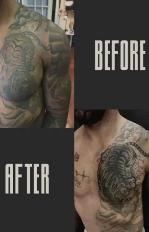 Cover-Up – Before & After tattoo by Bruno Freitas