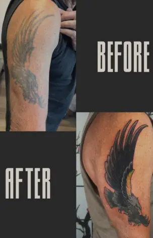 Cover-Up – Before & After tattoo by Bruno Freitas