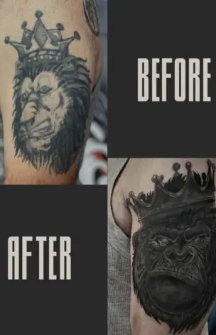 Cover-Up – Before & After tattoo by Bruno Freitas