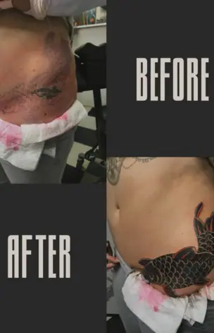 Cover-Up – Before & After tattoo by Bruno Freitas