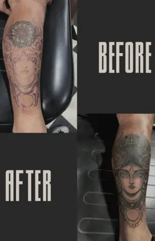 Cover-Up – Before & After tattoo by Bruno Freitas