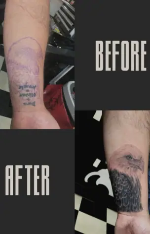 Cover-Up – Before & After tattoo by Bruno Freitas