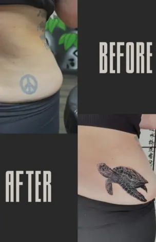Cover-Up – Before & After tattoo by Bruno Freitas