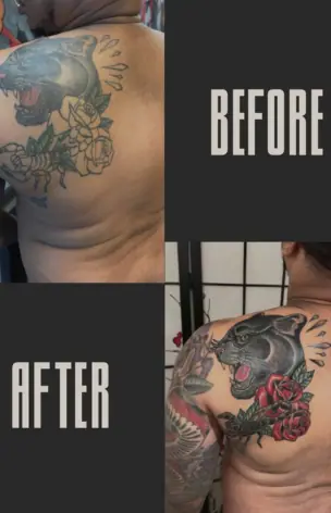 Cover-Up – Before & After tattoo by Bruno Freitas