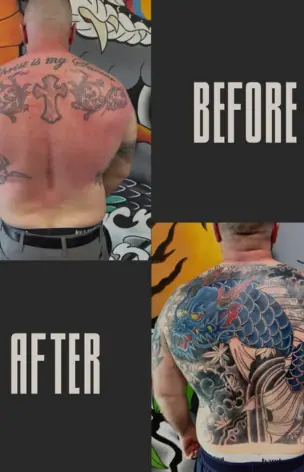 Cover-Up – Before & After tattoo by Bruno Freitas