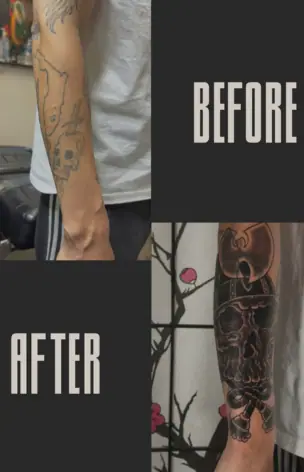 Cover-Up – Before & After tattoo by Bruno Freitas