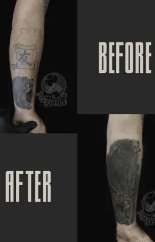 Cover-Up – Before & After tattoo by Bruno Freitas