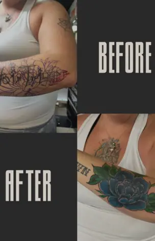 Cover-Up – Before & After tattoo by Bruno Freitas