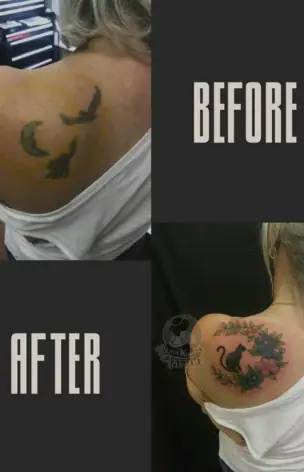 Cover-Up – Before & After tattoo by Bruno Freitas