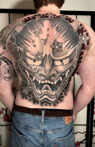 Japanese hannya mask back piece
