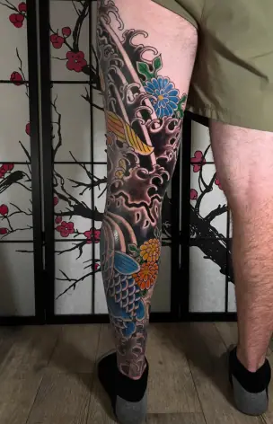 Japanese koi sleeve tattoo